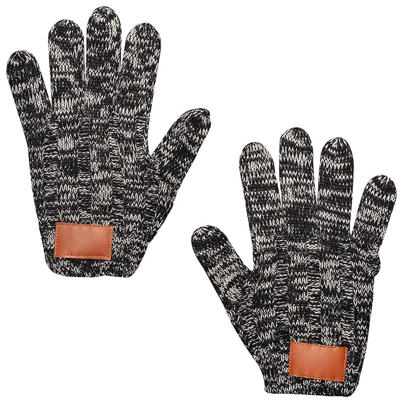 Heathered Knit Glove with Faux Leather Patch image