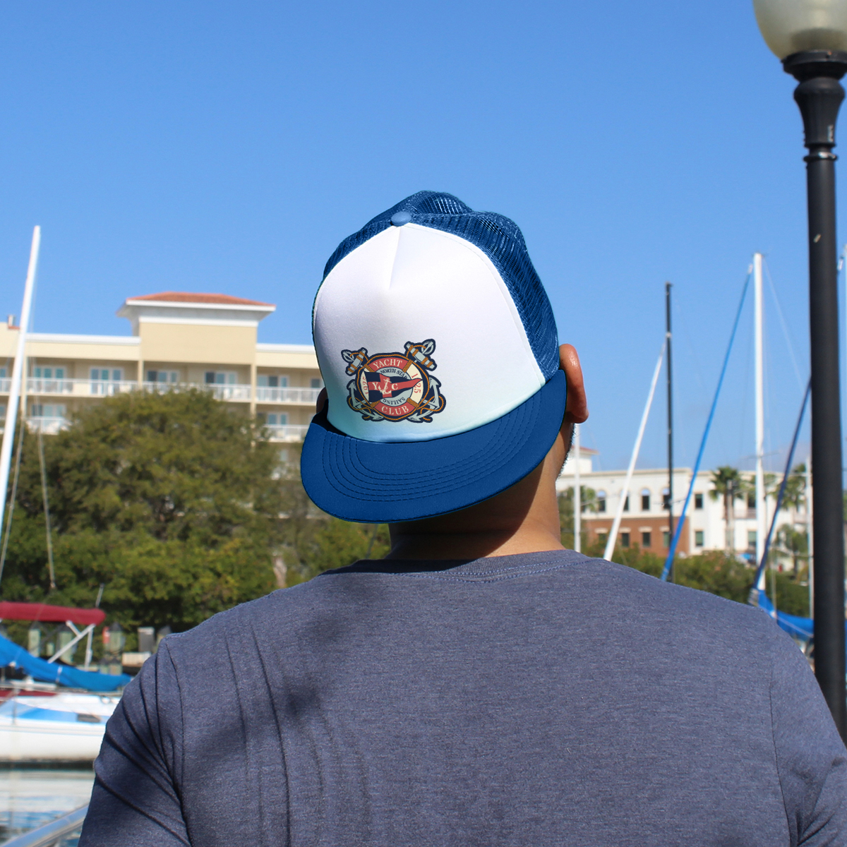 Flat Bill Snapback Polyester Foam Crown/Mesh Baseball Cap