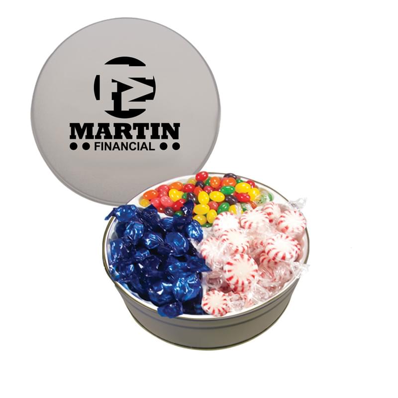 Round Tin with Starlite Mints, Mixed Jelly Beans or Hard Candy