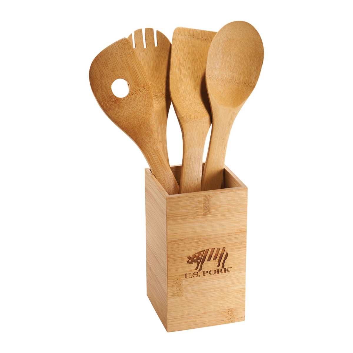 Bamboo 4-piece Kitchen Tool Set & Canister image
