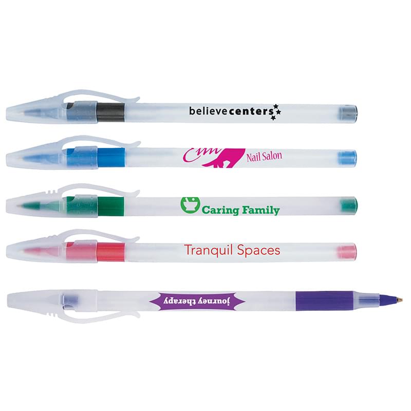 Translucent Stick Pen with Rubber Grip image