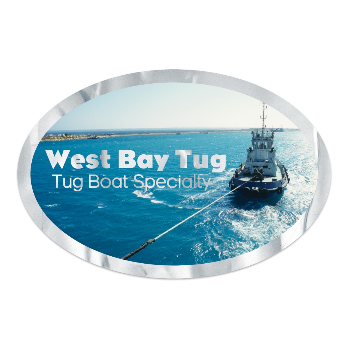 Full-Color Oval Chrome Poly Sticker - 2” x 3”