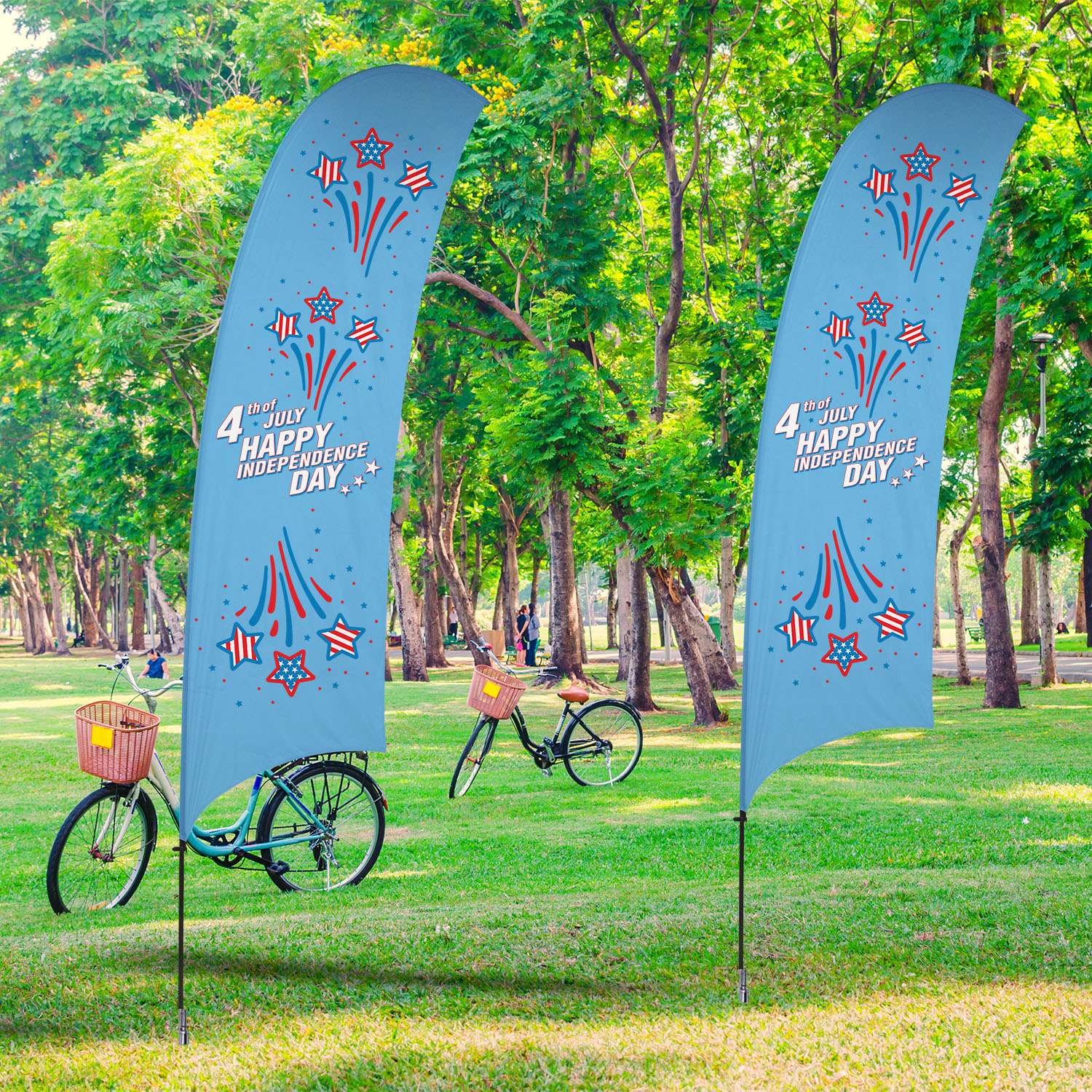 Value Double-Sided Sail Sign Kit with Cross Base - 15'
