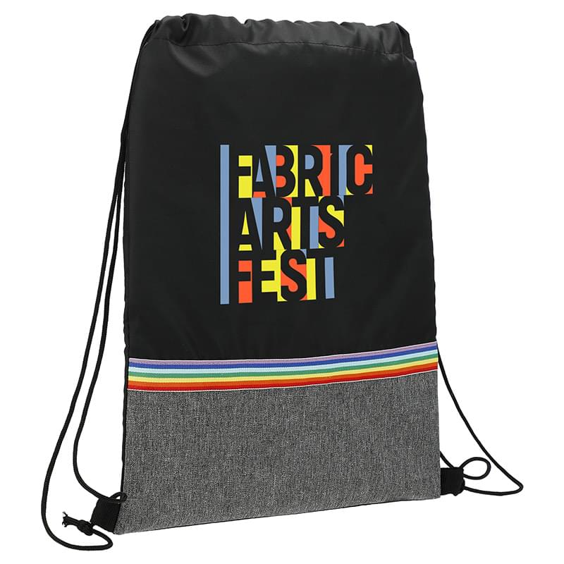 RPET Polyester Rainbow Drawstring Bag - 16 1/2
