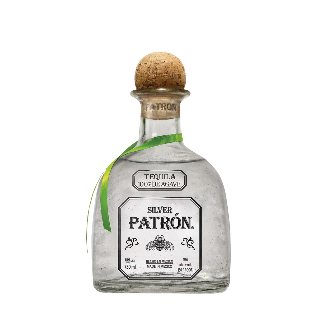 Etched Patrón Silver Tequila Liquor Bottle