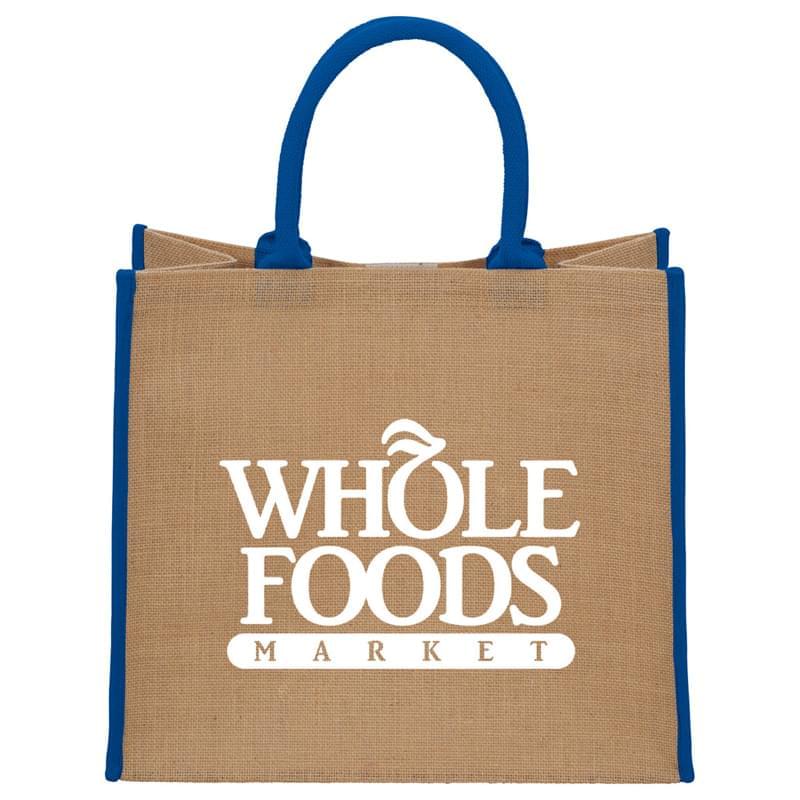 Custom Jute Grocery Tote Bag - 14" x 15 3/4" x 7 3/4"