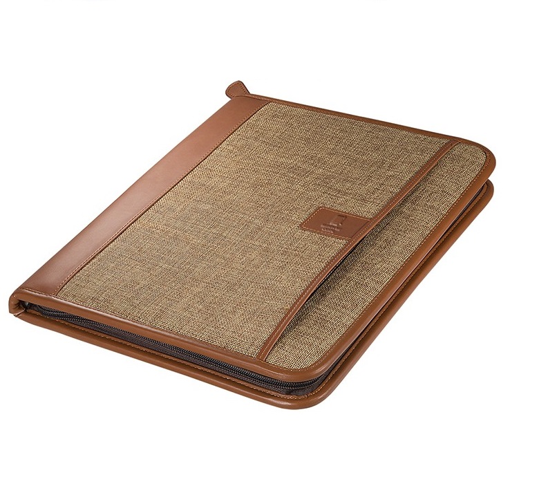 Linen Tablet Portfolio with Zip Closure