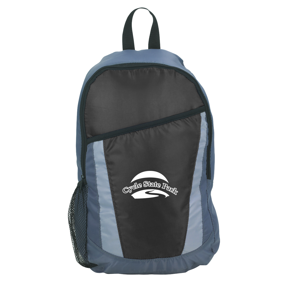 Tri-Color Polyester Backpack with Side Mesh Pocket