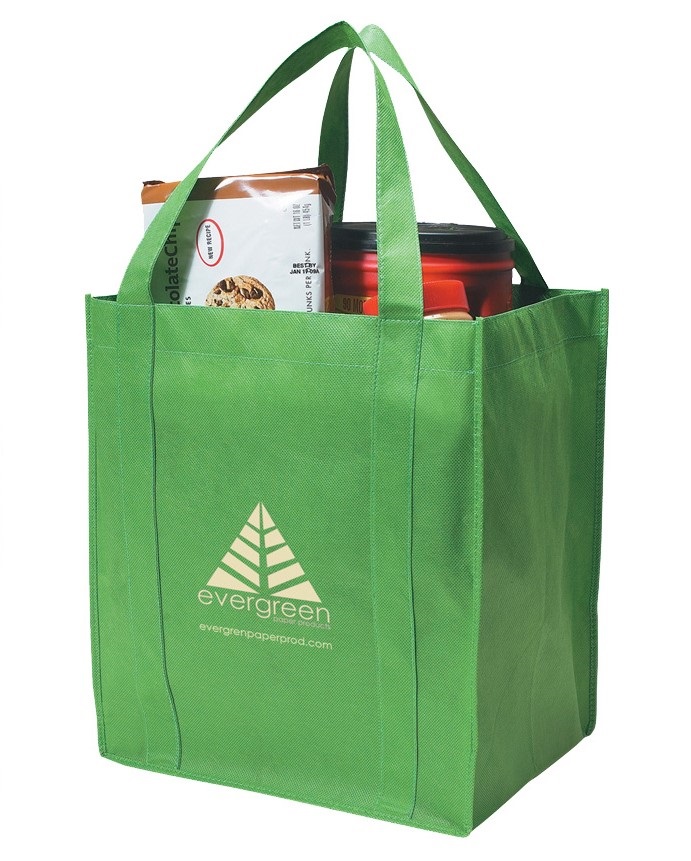 Recyclable Non-Woven Grocery Tote - 13" x 15" x 10