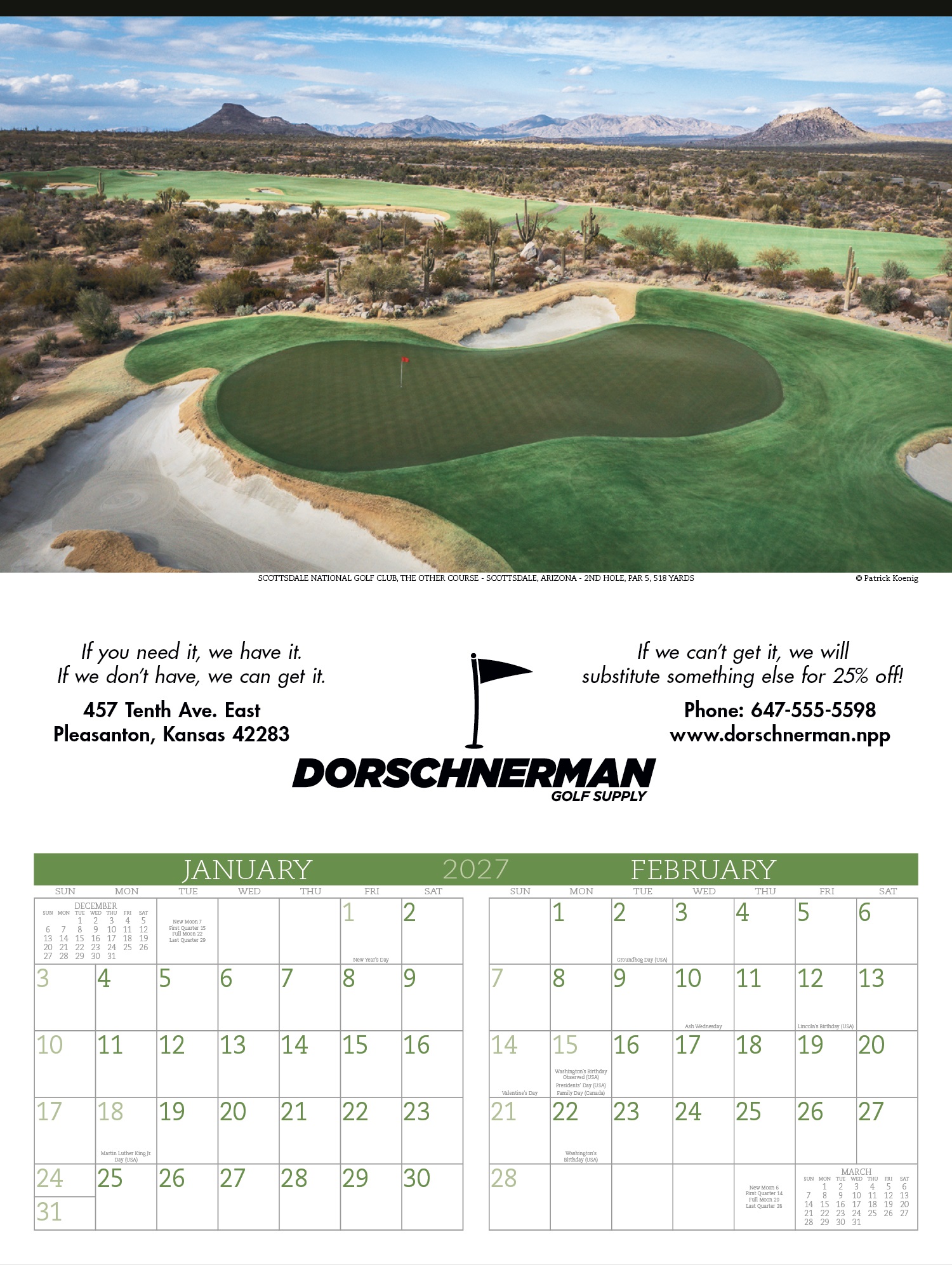 Executive Golf Calendar