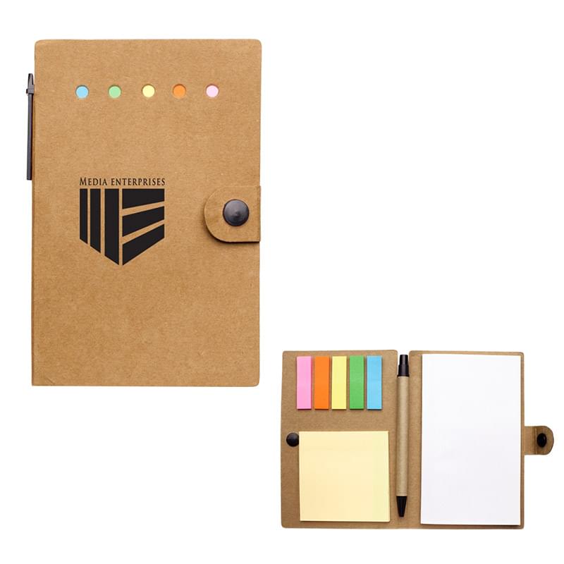 Kraft Notepad with Sticky Flags & Pen image