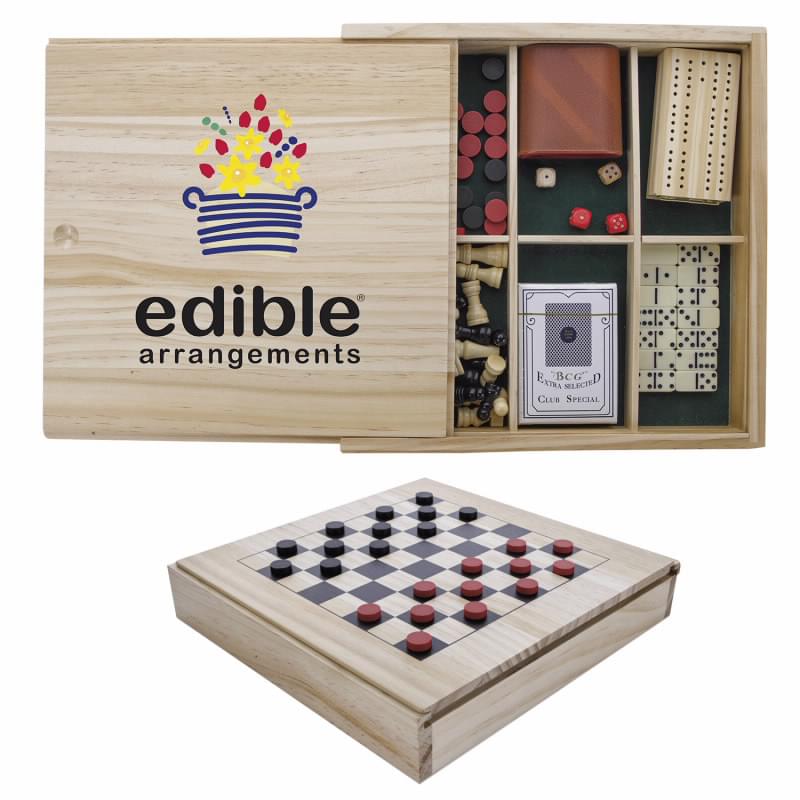 Travel Game Set in Pine Wood Box image