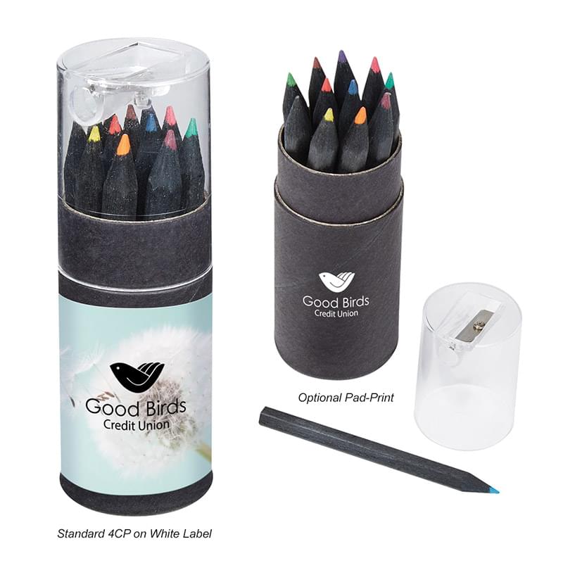 Black Tube 12-Piece Colored Pencil Set with Sharpener image