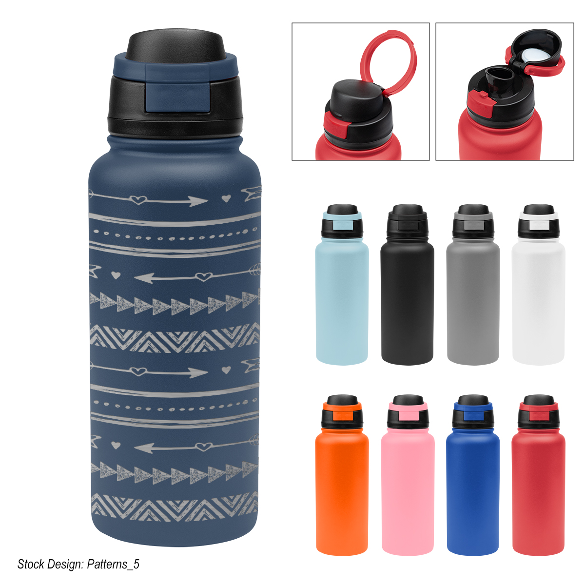 Pop Sip Engraved Recycled Stainless Steel Bottle – 32 oz.