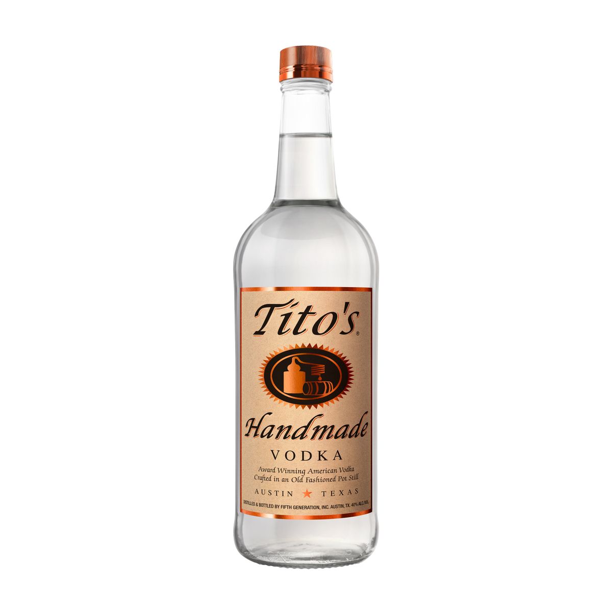 Etched Tito's Vodka Liquor Bottle image