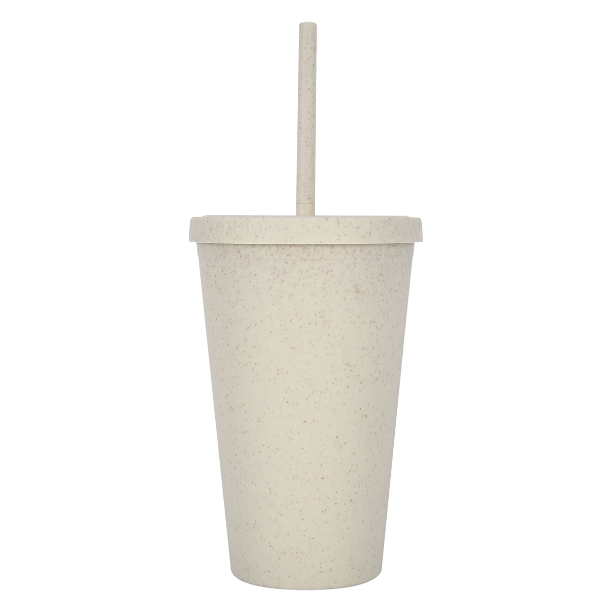 16 oz. Wheat Plastic Tumbler with Straw
