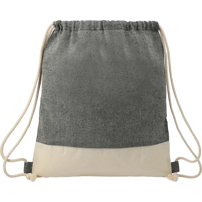 Recycled Two-Tone Cotton Drawstring Bag - 14