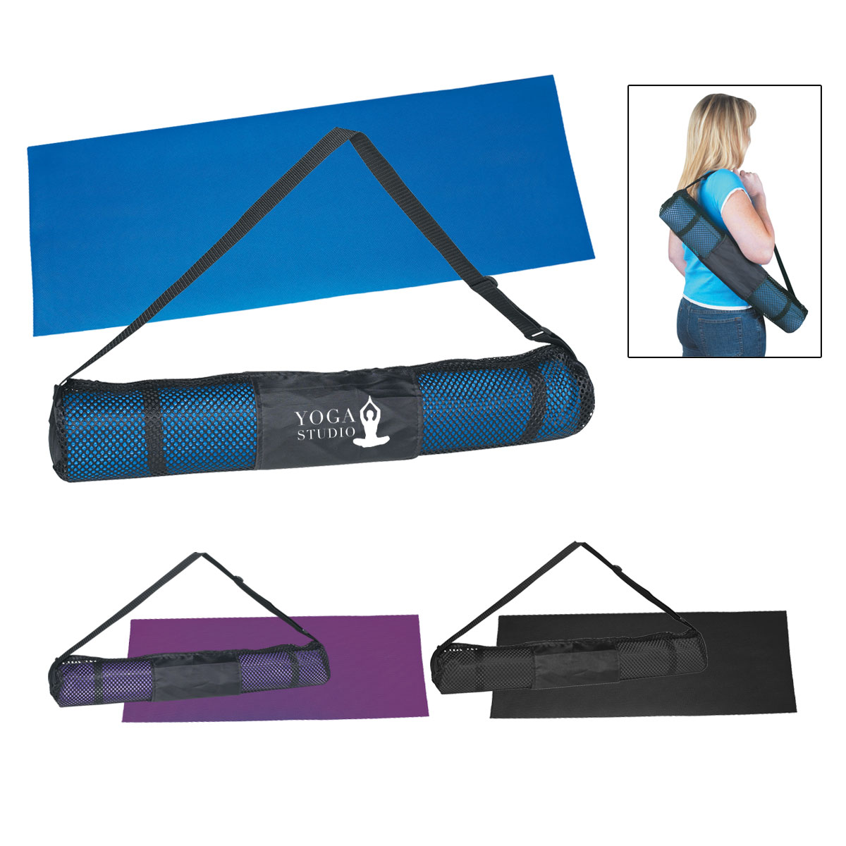 PVC Yoga Mat with Nylon Mesh Carry Bag - 68