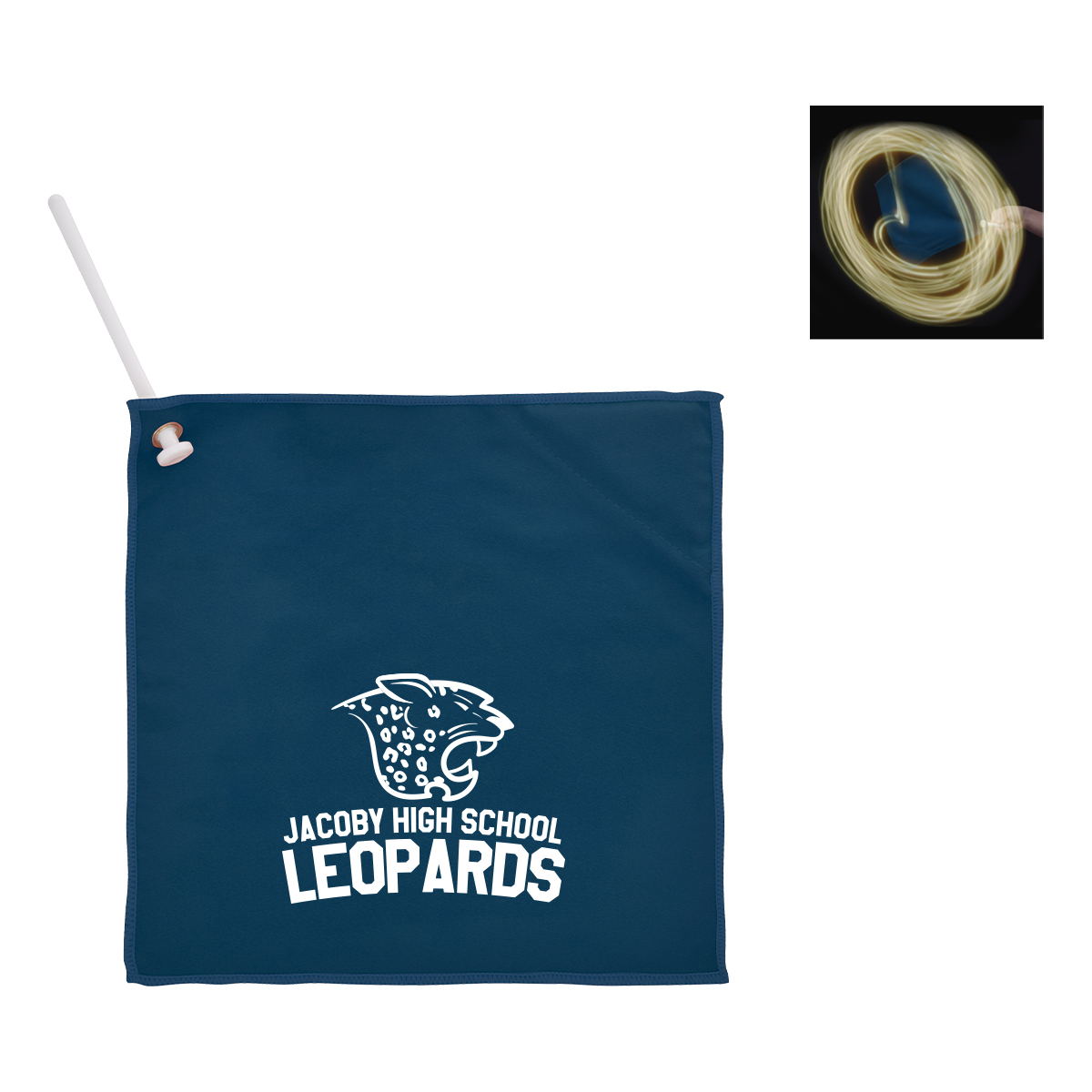 Polyester Light-Up Rally Towel with Metal Spinner - 11 1/2" x 11 1/2"