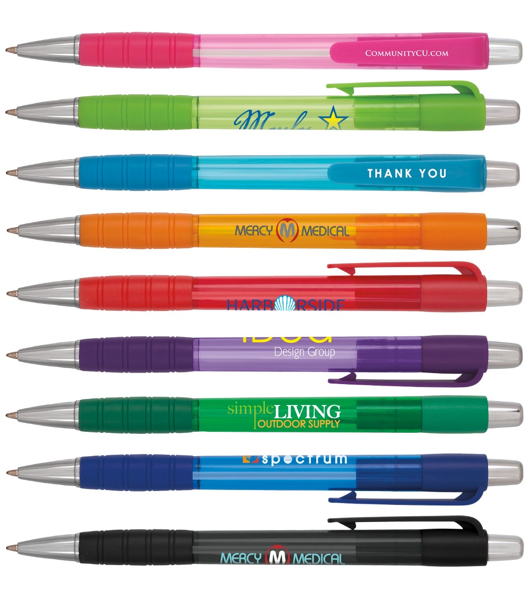 Retractable Translucent Barrel Pen with Matching Grip image