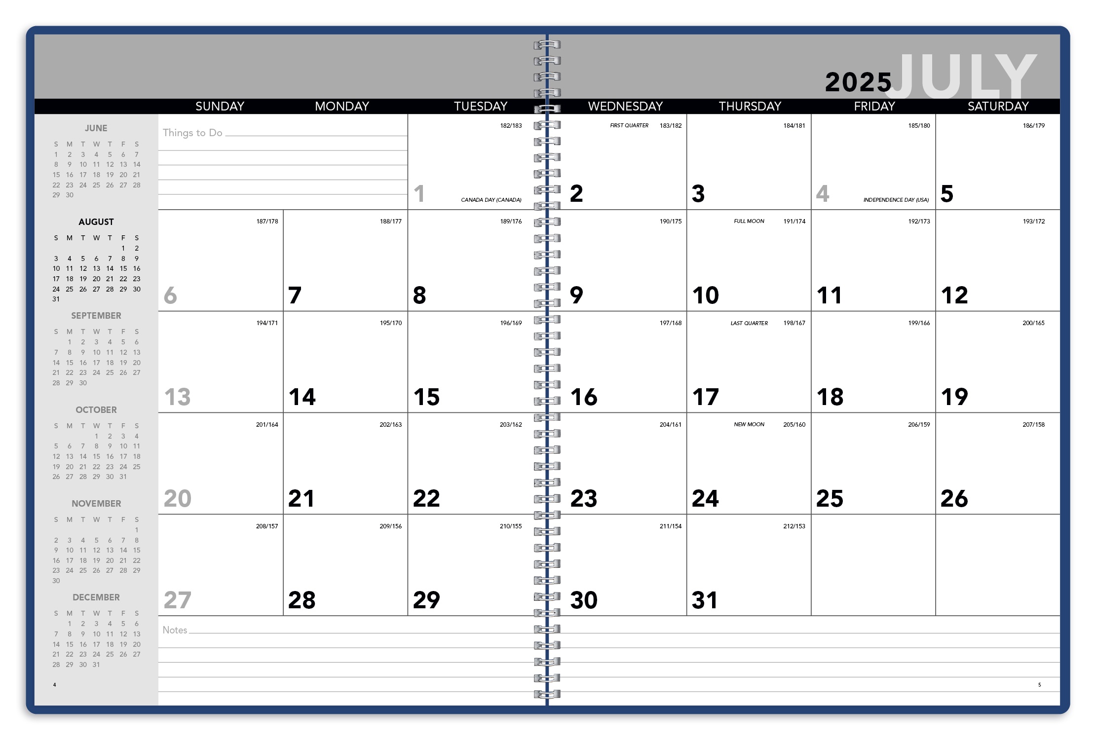 Spiral Bound Academic Monthly Planner