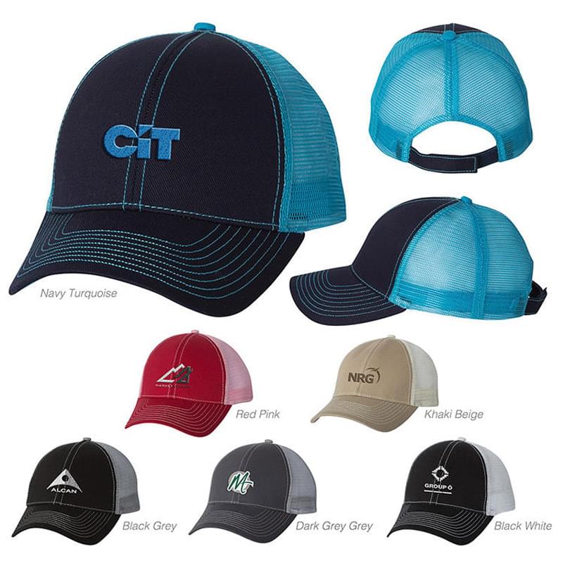 Two-Tone Structured Heavy Cotton Twill/Mesh Baseball Cap