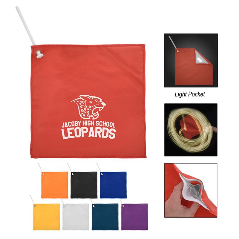 Polyester Light-Up Rally Towel with Metal Spinner - 11 1/2