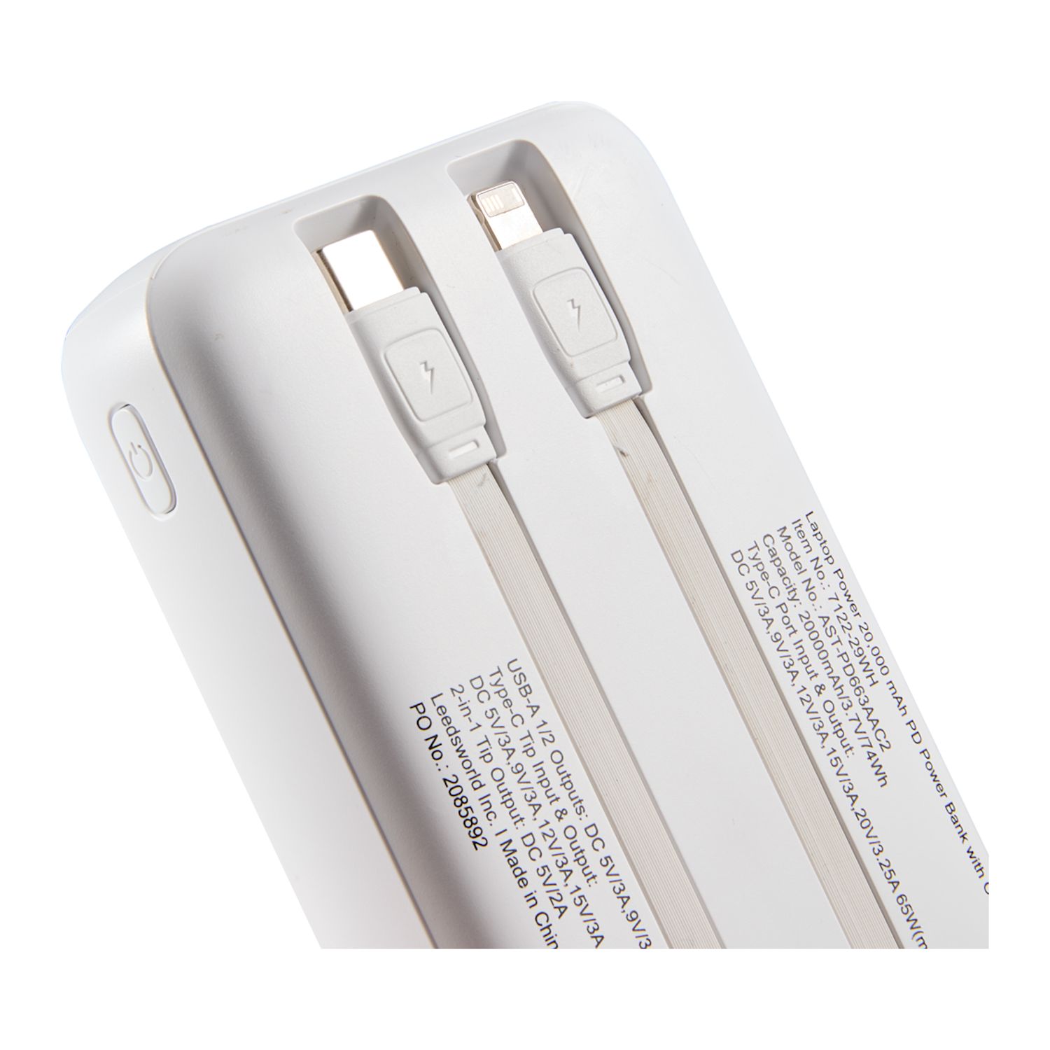 Laptop Power PD Power Bank with Integrated Cables - 20,000 mAh
