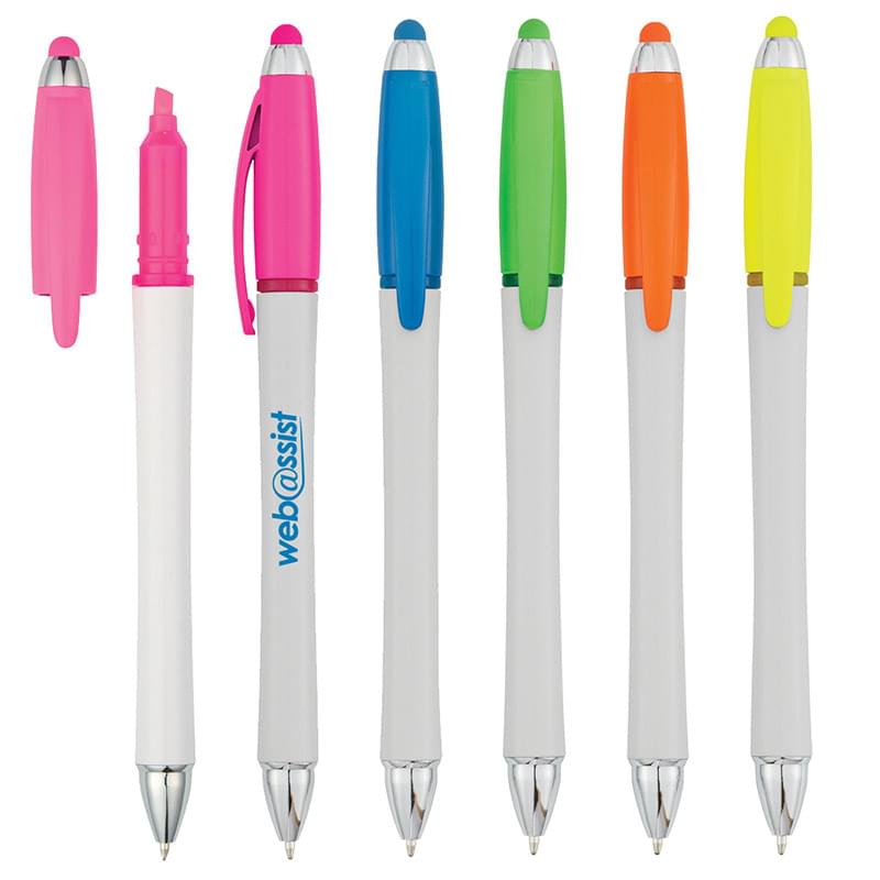 Twist-Action Stylus Pen with Highlighter