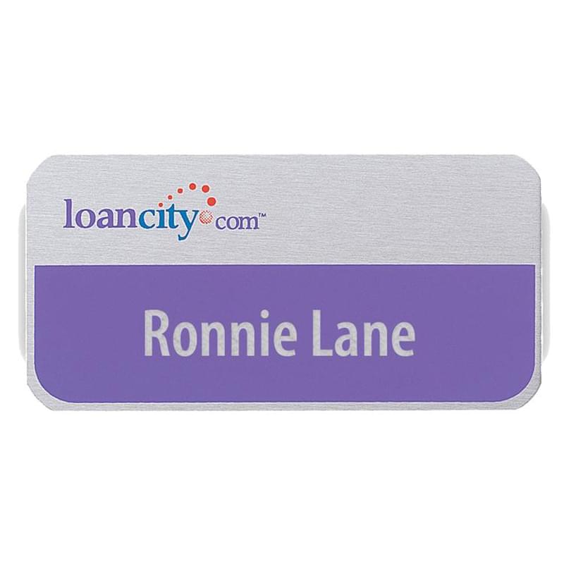 1 1/2" x 3" Aluminum Round Corner Badge
