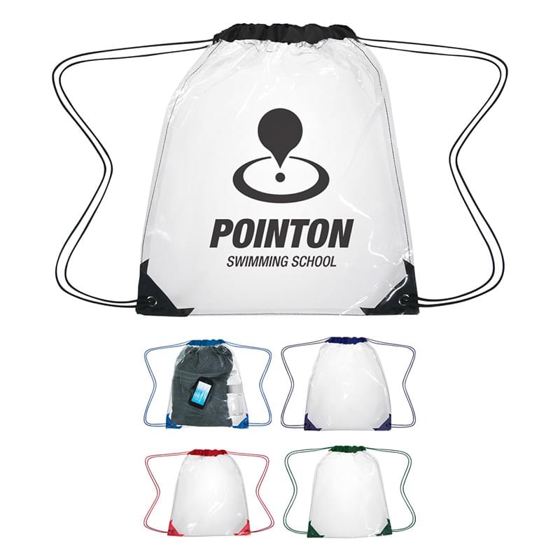 Clear Drawstring Bag with Reinforced Corners - 14