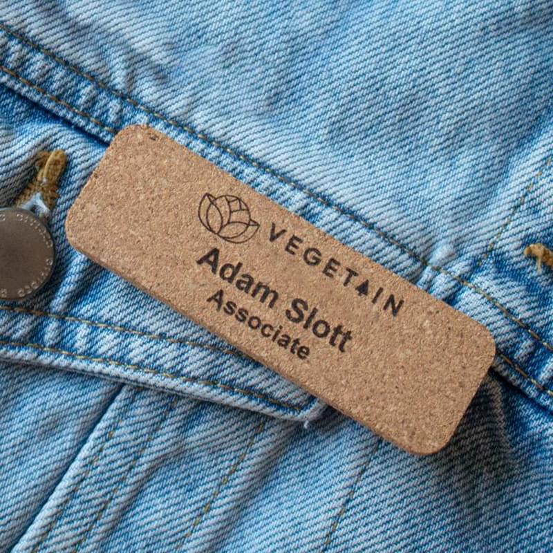 1" x 3" Cork Laser Etched Name Badge