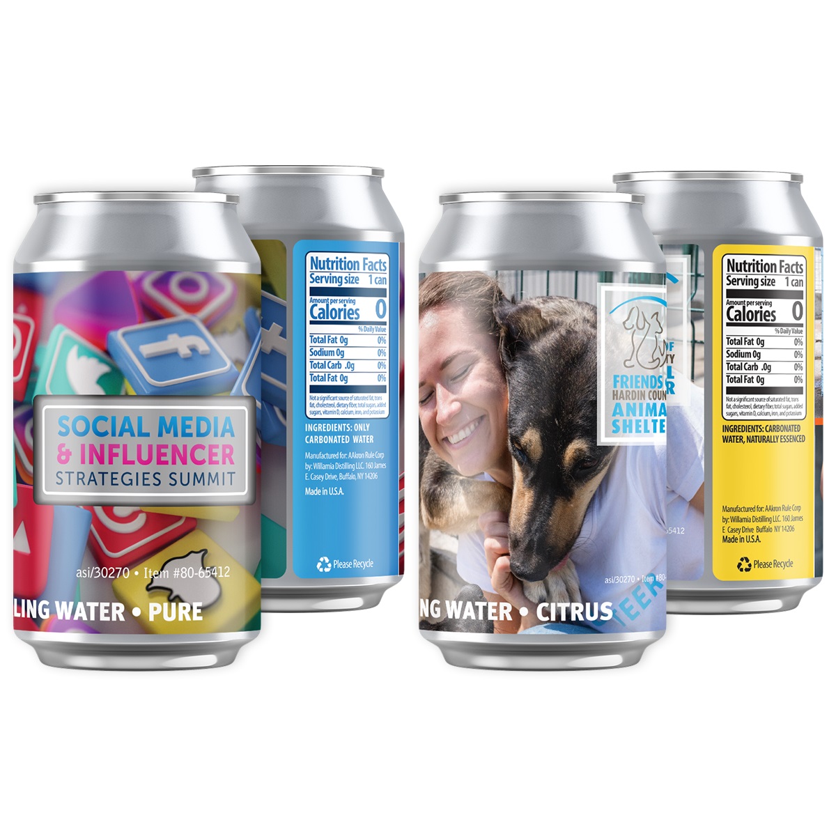 Full Color Sparkling Canned Water - 12 oz. image