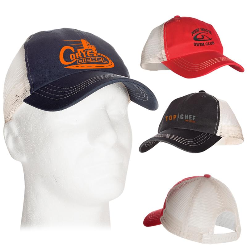 Two-Tone Unstructured Snapback Cotton/Mesh Baseball Cap