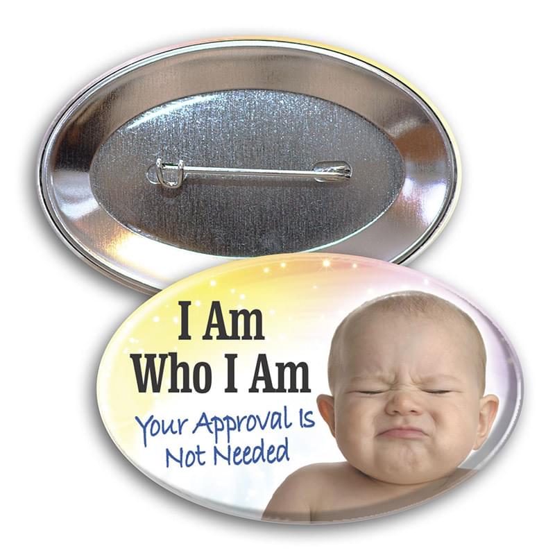 2 3/4" x 1 3/4" Oval Button with Safety Pin Back image
