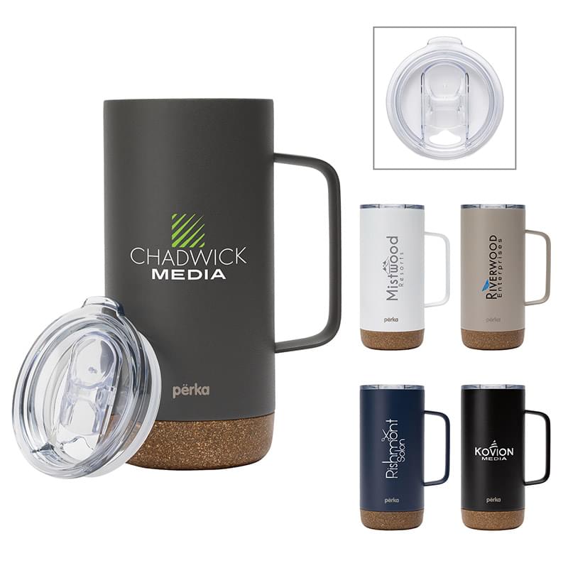 Përka® Stainless Steel Mug with Cork Bottom - 16 oz.