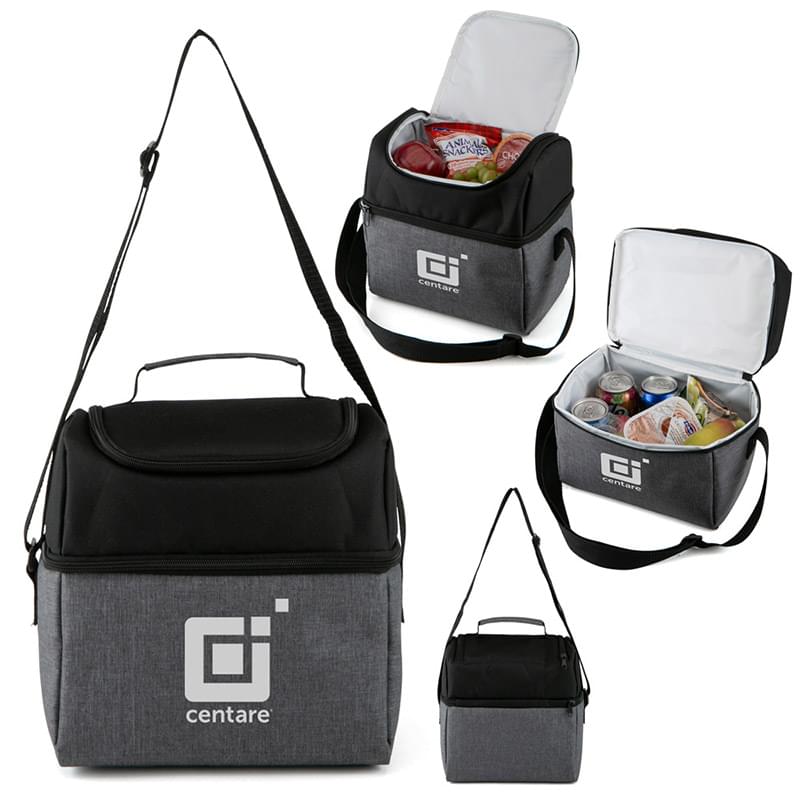 Two-Tone Cooler Bag with Zip Pocket Lid - 6 Can
