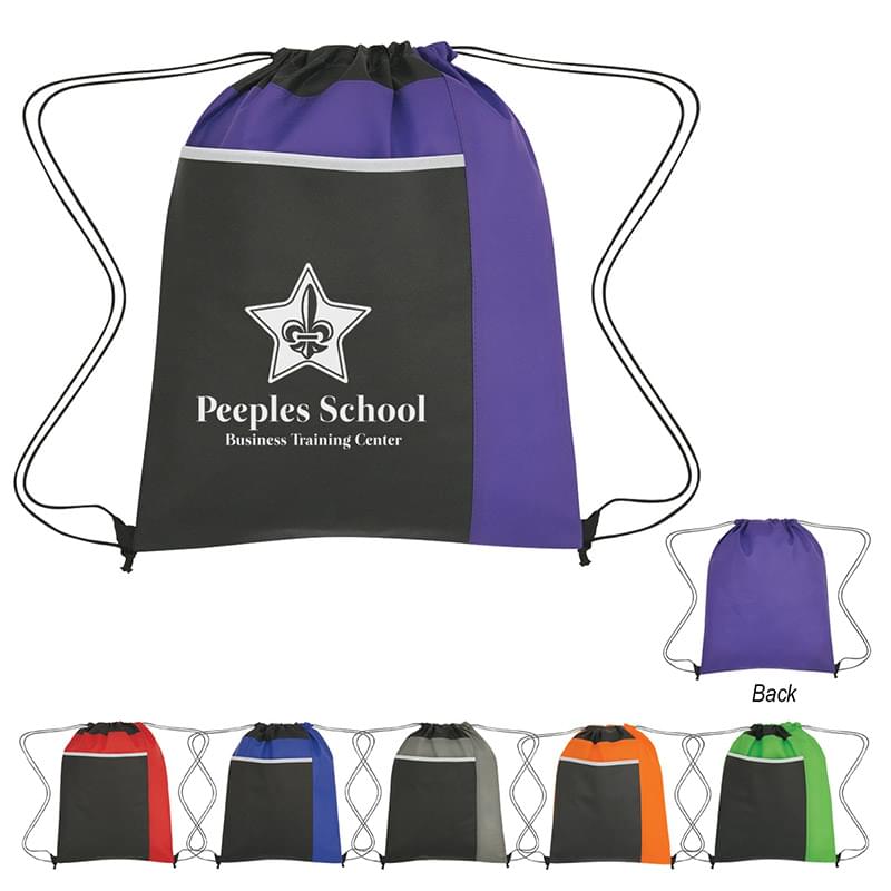 Non-Woven Drawstring Bag with Pocket - 14" x 17 3/4" image