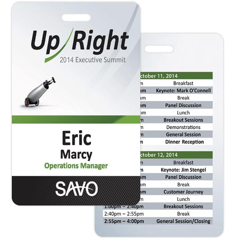 2 1/8" x 3 3/8" Laminated Plastic Vertical Name Badge