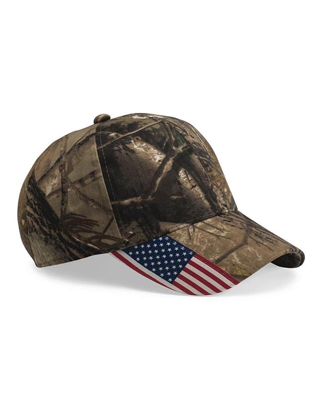 Outdoor Cap® Camo American Flag Visor Cap