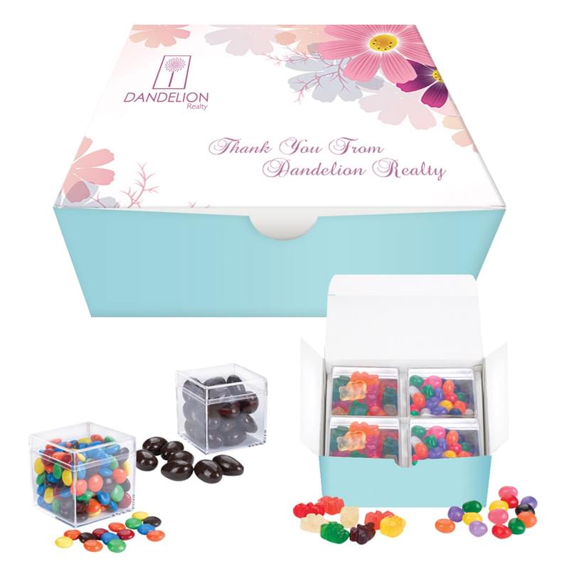 4-Pack Acrylic Cube Set in Box with Jordan Almonds