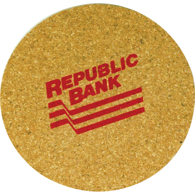Round Cork Top Coaster with Wood Base image