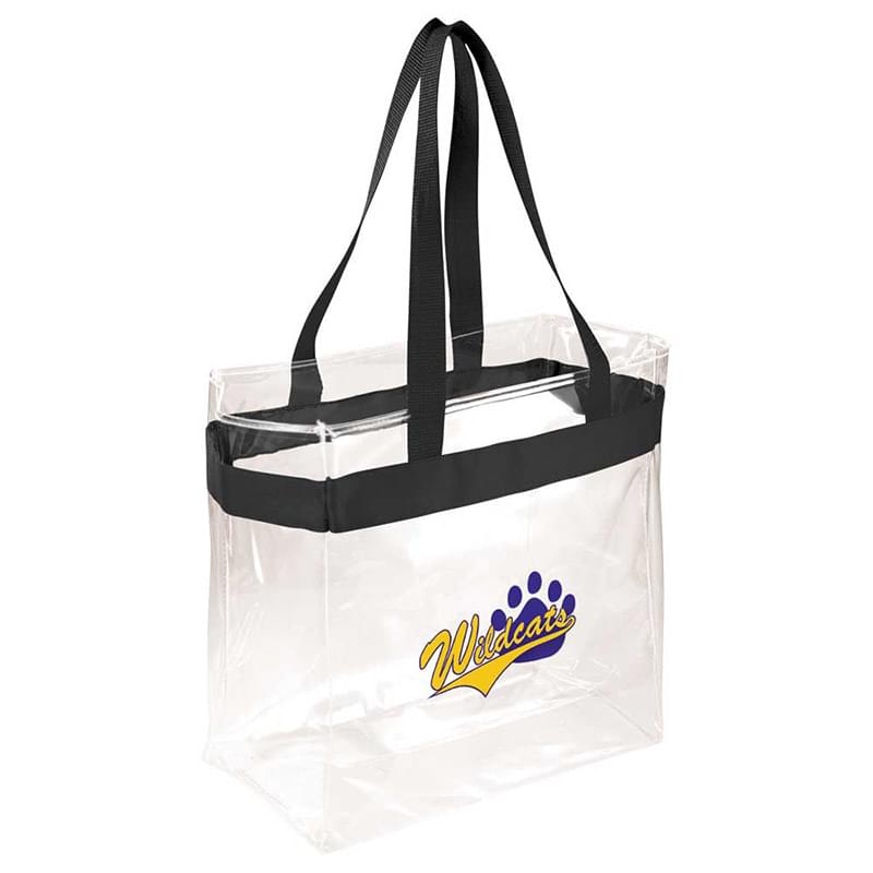 Clear Stadium Tote with Colored Trim - 12" x 12" x 6" image