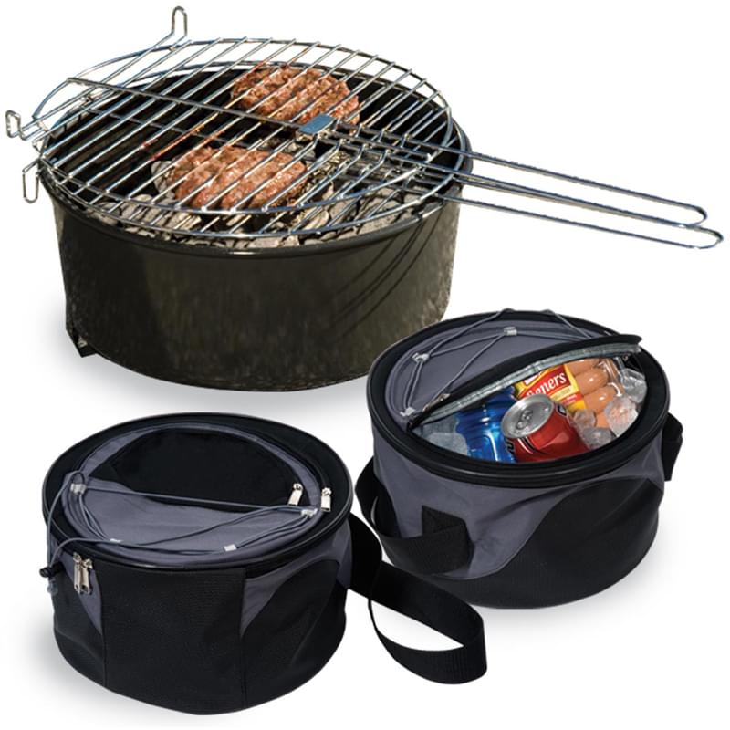 Insulated Cooler and Steel BBQ Grill Set image