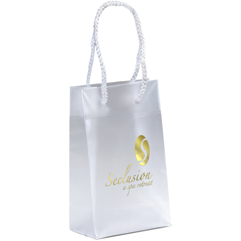 Frosted Plastic Bag with Rope Handles - 8" x 10"