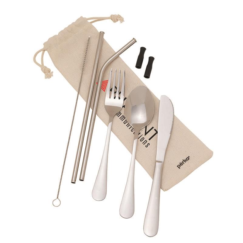 Përka® 6-Piece  Steel Straw & Utensil Set image