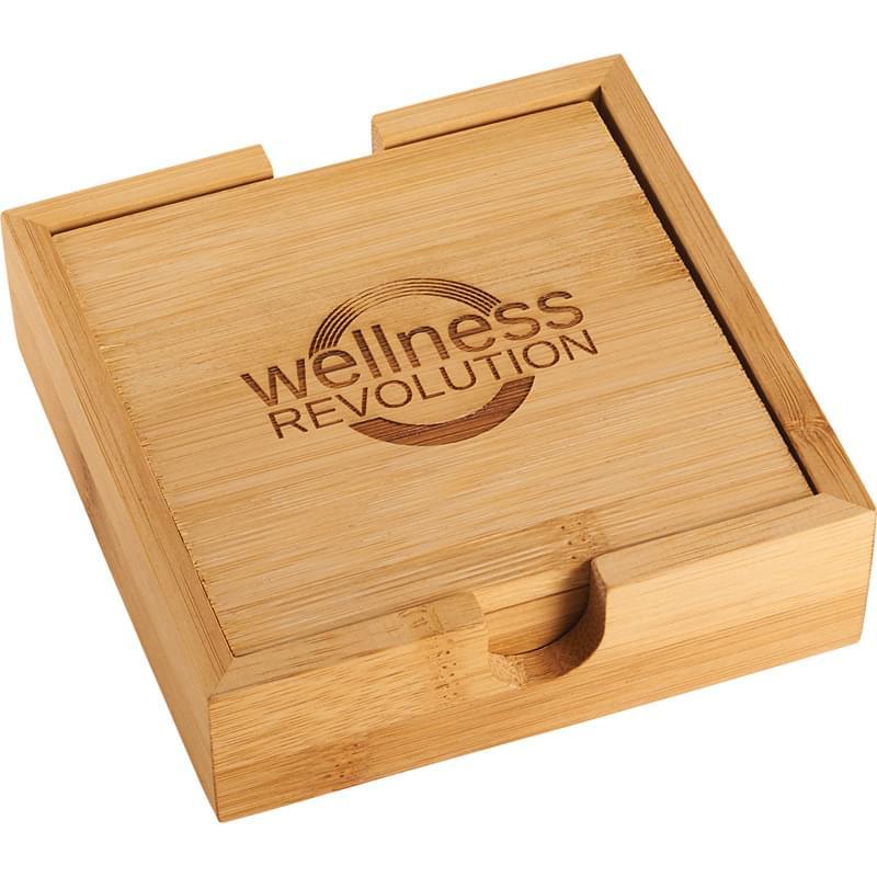 Bamboo Square Coaster Set with Caddy image