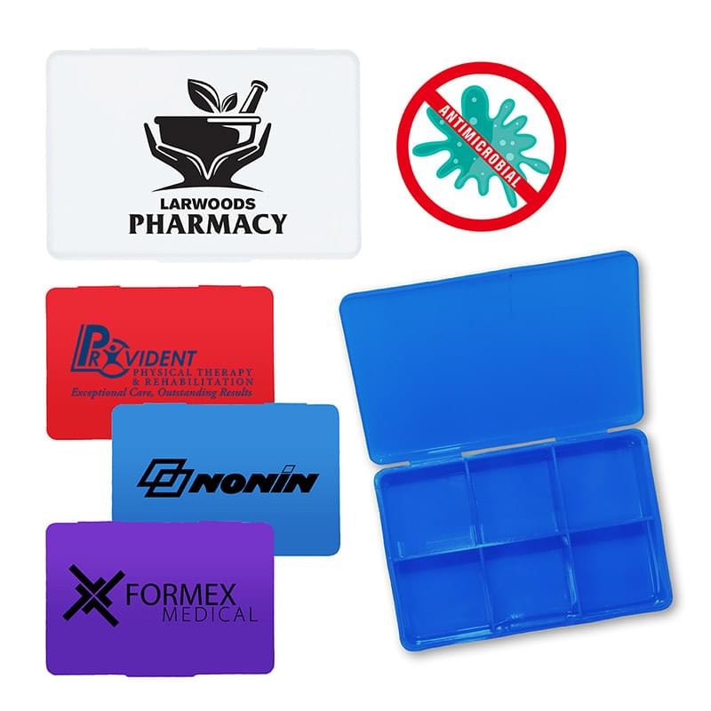 Antimicrobial Plastic 6 Compartment Pill Box image