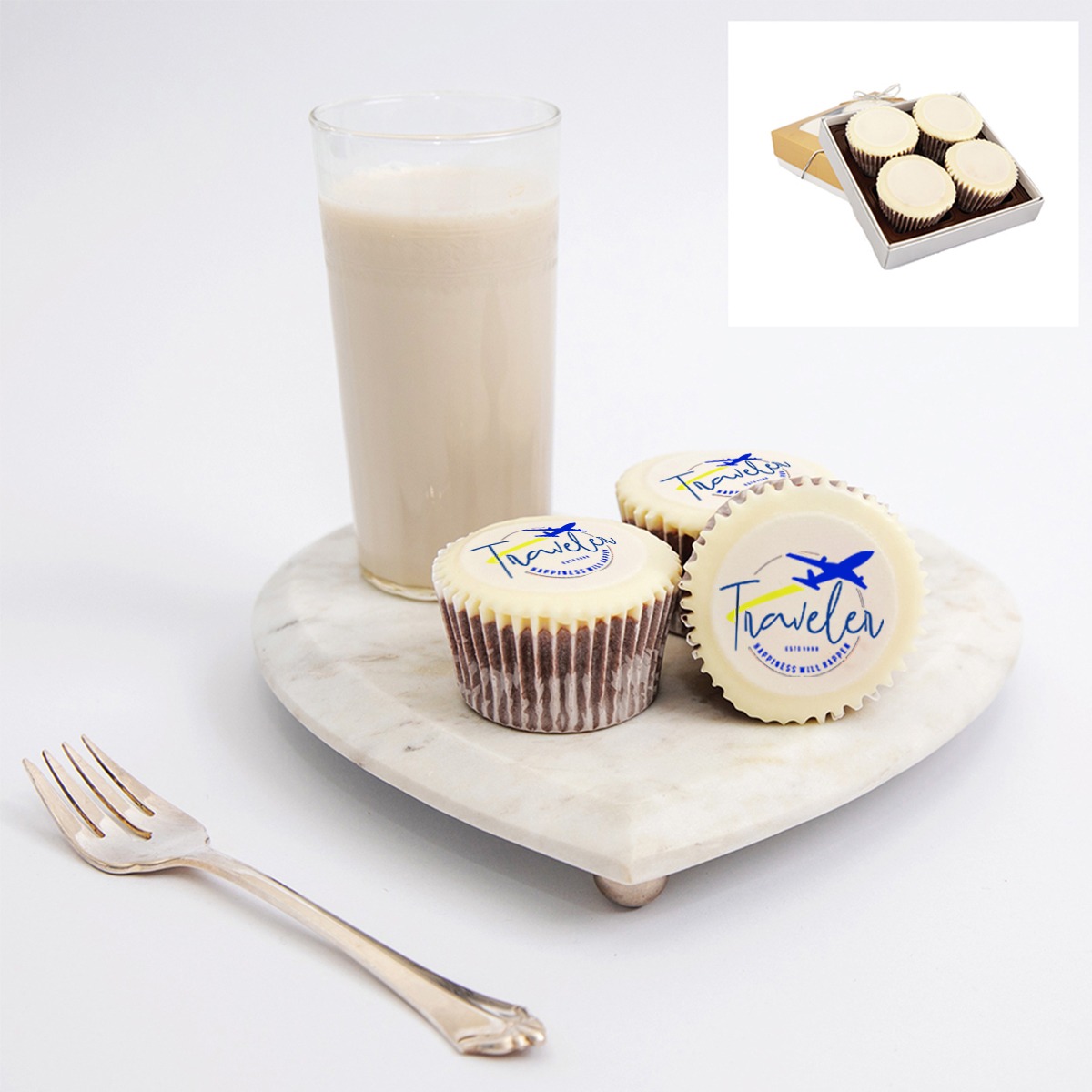 Chocolate-Dipped Logo Cupcakes - Gift Box of 4
