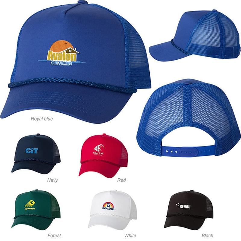 Snapback Structured Braid Detail Cotton Twill/Mesh Baseball Cap
